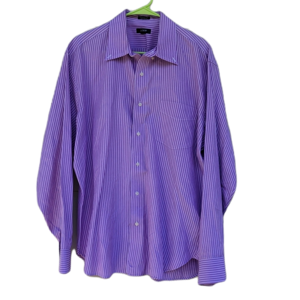 J.Crew Mens Purple Striped 100% Cotton Button Down Longsleeve Shirt L